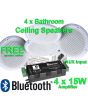60w Bathroom Amplifier, Wireless Bluetooth, 4x White Ceiling Speakers. b428bl B1