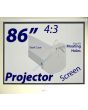 Projector Screen 4:3 -Wall/Ceiling Mount- Home Movie Cinema 86"