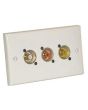 AV Twin Wall Plate With 3 x Phono Sockets (NF2D)