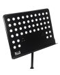 NJS Black Perforated Sheet Music Stand with Height  Angle Adjustment