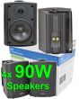 4x 2-Way Black 90w Background Speakers With Mounting Brackets 100.905